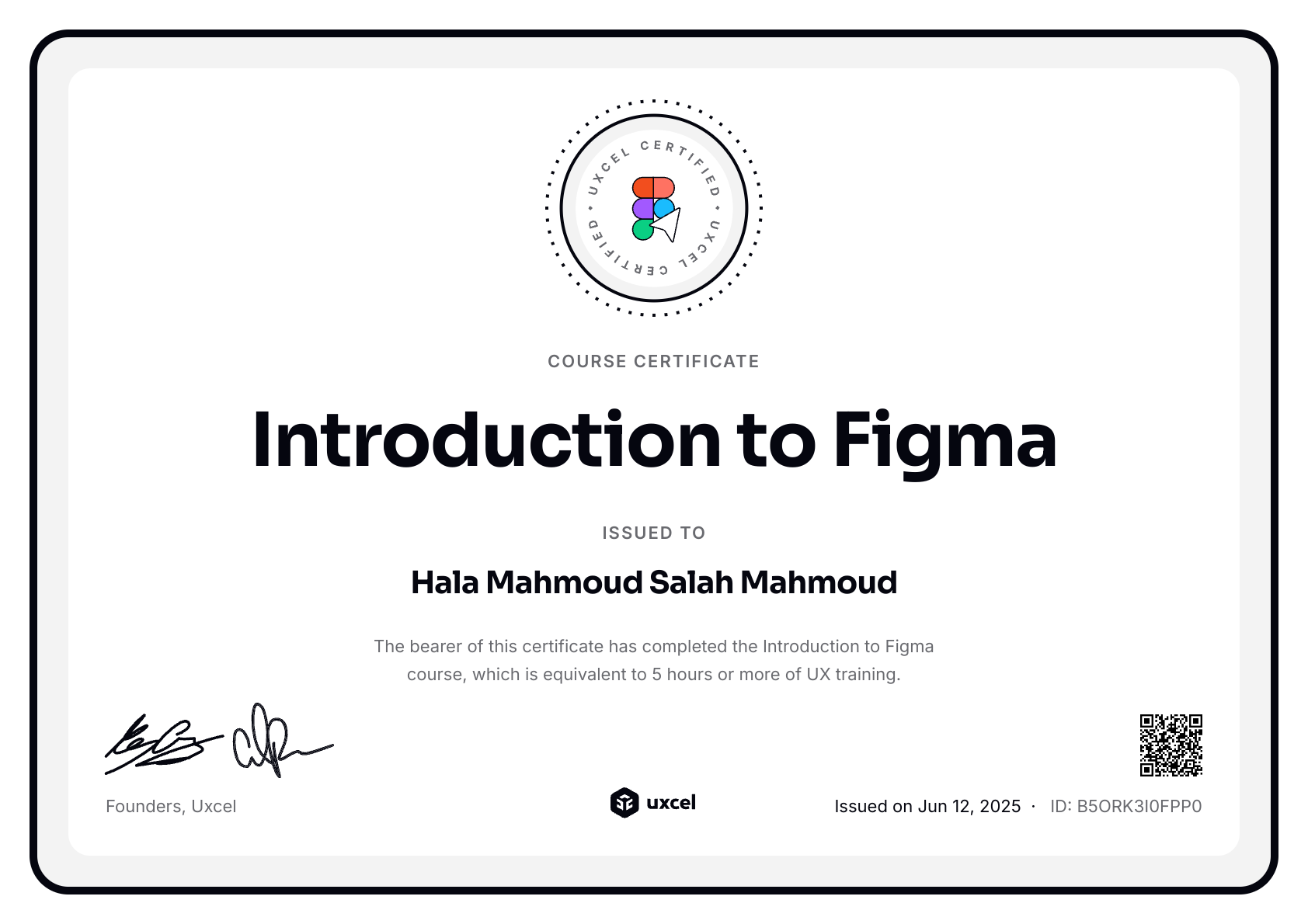 Hala Hemaya's certificate